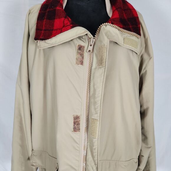 Lands End Barn Coat Mens XL Tan Zip Made in USA Flannel Lined Jacket Outerwear - Picture 5 of 13
